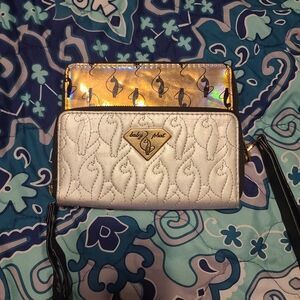 Y2K Baby Phat White and Gold Quilted Wristlet